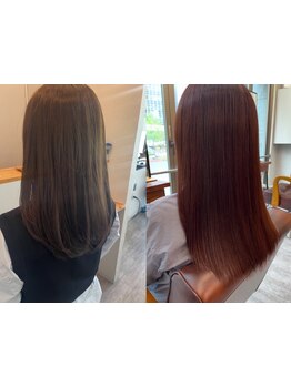 【三宮駅すぐ】ペタっとならず程よくふんわり！自然な柔らかさと質感が魅力◎毛先まで潤うストレートに。