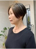 大人ショートボブ/ハンサムショート/前髪なし/30代40代50代