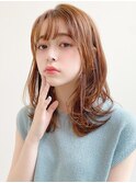 ミディアムレイヤー、外ハネボブ、グレージュ☆
