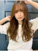 【shige】アッシュブラウン毛先パーマ外ハネボブロング