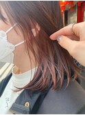 大人可愛いピンクブラウンのイヤリングカラー♪