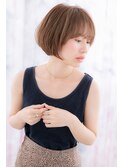 暖色系カラー大人かわいい小顔ミニボブ丸みショートa1