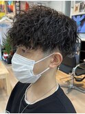 ツイストスパイラルパーマ波巻きスパイラルパーマツーブロック