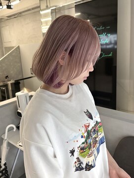 ファイブバイジエクト 堀江(FIVE by The Ect) ミルクティーピンク×似合わせカット×ハイトーンカラー☆13