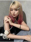 抜きっぱなしブロンドハイトーンインナーレイヤーカットウルフ
