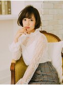 黒髪ボブルフネビージュ小顔ワンレンスペインカール