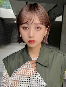 ガーデンヨコハマ(GARDEN YOKOHAMA) ミニボブ切りっぱなし似合わせカットメルティカラーワインレッド