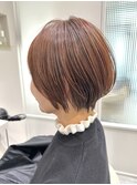 オレンジブラウン ショートボブ