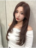 〇〇レイヤーカット×ハッシュ 縮毛矯正/アプリコットオレンジ