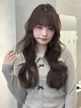 オムニス 表参道(Omnis) 韓国ロングレイヤーカットヨシンモリ顔まわりレイヤー暗髪カラー