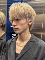 サンクマーケット 渋谷(cinq MARKET) 韓国風メンズミルクティーベージュダブルカラーハイトーンカラー