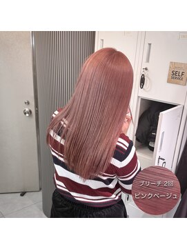 ミエルヘアーエスト 新宿店(mielhair est) ケアブリーチ 2回 ピンクベージュ(*^^)