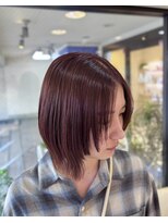 アッシュ 西荻窪店(Ash)&nbsp;顔周りレイヤーの外はねワインレッドボブ