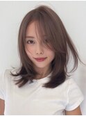 レイヤーカット/ブリーチなしダブルカラー/ダークベージュ
