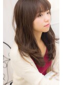 小顔くびれヘア似合わせカットセミロング韓国風エギョモリ巻き