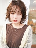 30代40代ショートレイヤーブラウンカラーパーマ岡山ショート
