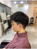 【soy-kufu】MEN'S HAIRアッシュブラックマッシュパーマ 