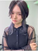 ▽□□▽パープルシルバー×センターパートウルフ