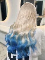 ラピステン 福岡天神 大名店(Lapis)&nbsp;エクステ/ブリーチ/ホワイト/裾カラー/水色/地雷デザイン/白青