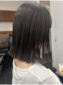 20代30代切りっぱなしボブタッセルボブ顔周りレイヤーオリーブ
