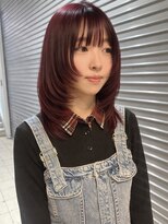 ロックス バイ マグ 松本(rocks BY MAG)&nbsp;ブリーチなし◎ワインレッドミディアムレイヤー透明感
