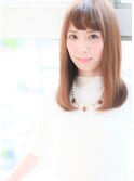 【透け感◎ナチュラルストレート×斜めバング】