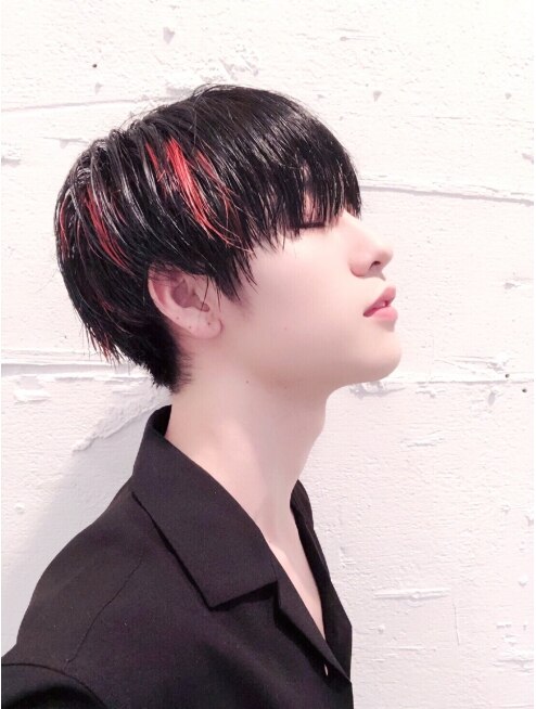 韓国風マッシュヘア 素髪 暗髪 ブリーチ メッシュokコンマヘア