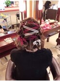 リボンでヘアセット