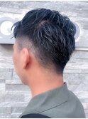 ワイルド刈り上げ×黒髪七三スタイル　ソフトフェード