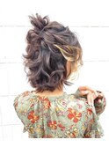 ショートヘアのハーフお団子