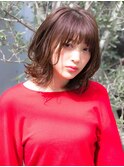 ふんわりボブ　やわらかブラウン