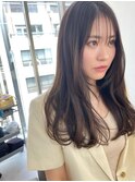 オリーブアッシュシースルーバング_くびれヘアアプリコット