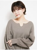 黒髪/グレーベージュ/レイヤーロング/前髪パーマ[新宿駅]