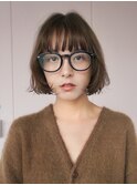 ボブ ブリーチなしカラー 顔周りレイヤー ニュアンスパーマ