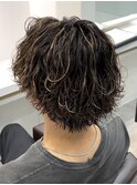 ツーブロックサーフカールスパイラルパーマミディアムウルフ