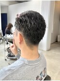 爽やかメンズ☆無造作ツーブロナチュラルパーマ黒髪