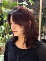 スタン 渋谷(Stam)&nbsp;ミディアムレイヤー/ボルドーカラー/ウルフカット/【渋谷】