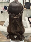 編み込みハーフアップ