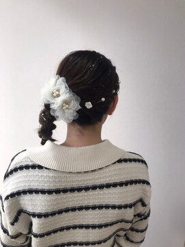 華やか編みおろし×フラワーパールで可憐に♪