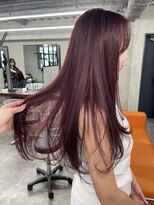 ニコ トウキョウ 渋谷(nico TOKYO)&nbsp;ダブルカラーチェリーレッドピンクブラウン韓国レイヤーロング