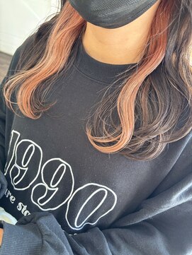 襟足インナー×ピンクオレンジ