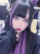 オズ 梅田店(OZ)&nbsp;黒髪ロング×紫メッシュ、インナー/エクステ80枚/地雷系