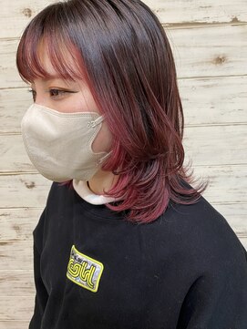 ミニム ヘアー(minim hair) 【minim×日比】インナーカラー　チェリーピンク