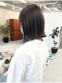 切りっぱなしボブ×ハイライトグレージュ