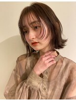 アヴァンスアンス 広島袋町店(AVANCE.ens)&nbsp;シースルーバングボブ×グレージュカラー