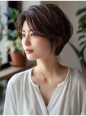 ☆ダークパープルナチュラルショートミルクブラウン髪質改善ボブ