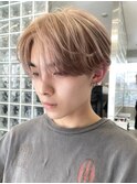 メンズミルクティーベージュコンマヘアアッシュグレージュカラー