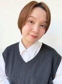 コーラルオレンジ小顔補正カット丸みショートp北浦和20代30代