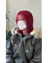 アフェクション 大曽根店&nbsp;ミディアムレイヤーハッシュカットワインレッド