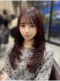 レイヤーカット×ボルドーカラー